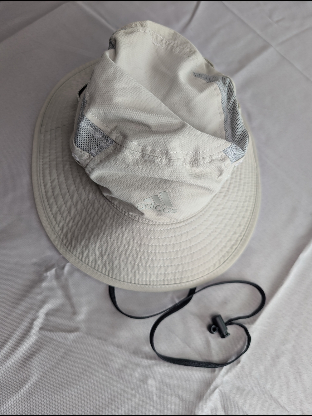 Adidas Light Grey Sun Hat with Chin Strap